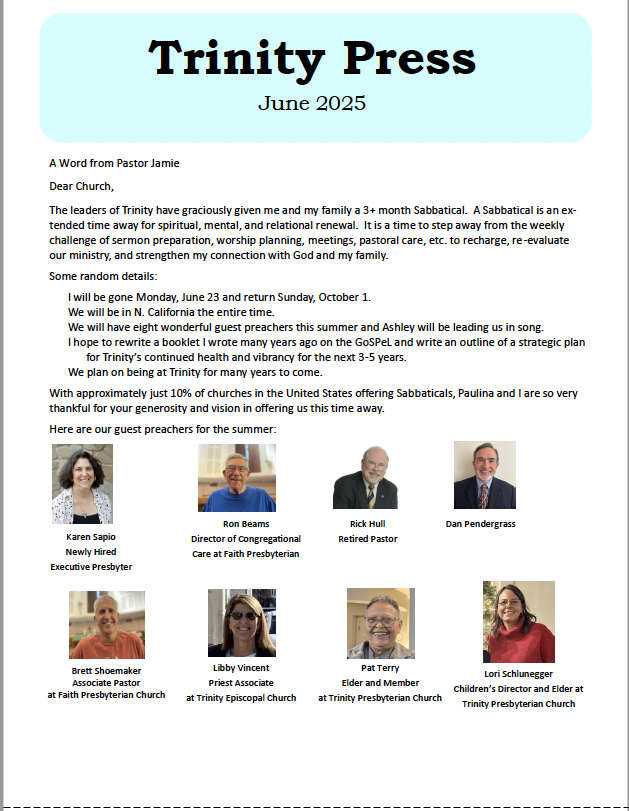 Thumbnail of Trinity Newsletter front page